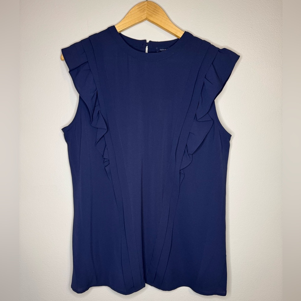 Tommy Hilfiger Ruffle‎ Sleeve Blouse Navy Blue Size L (NWT)